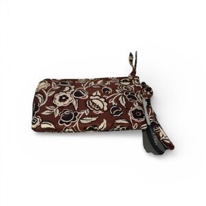 Vera Bradley Zip Brown White Bubbly Flowers Cinnamon New